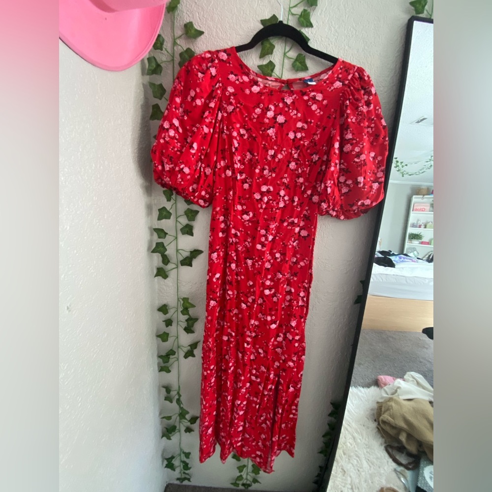 Old Navy Red Flower Dress
